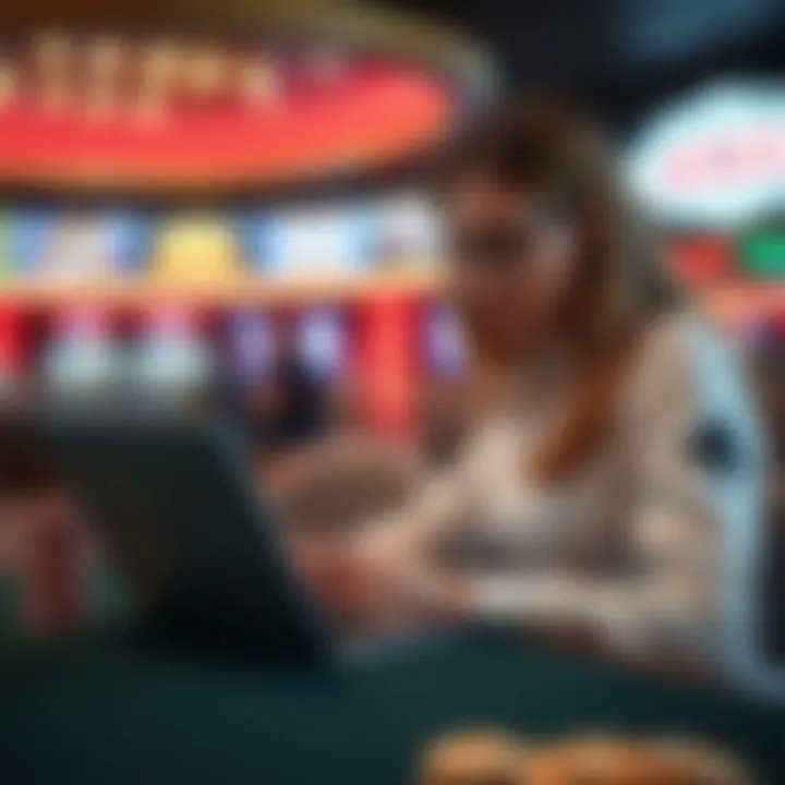 Illustration of Australian player using a laptop to access Jackpot Jill promotions safely