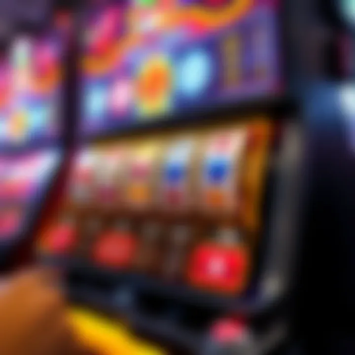 Colorful online pokies game interface featuring reels, symbols, and payout information