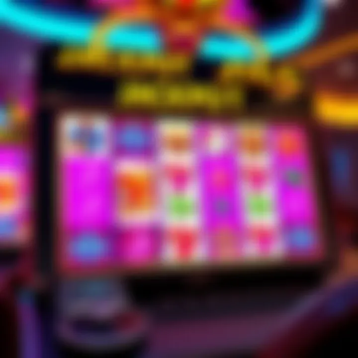 Jackpot Jill slot game interface showing reels with vibrant symbols and bonus features