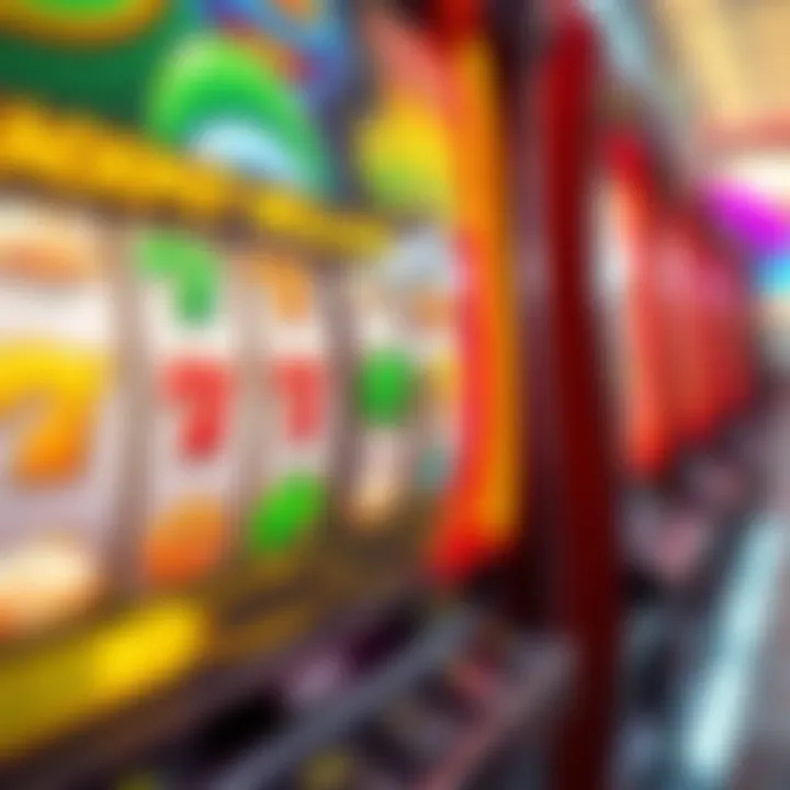 Colorful Jackpot Jill slot machine with bonus symbols highlighted on the screen