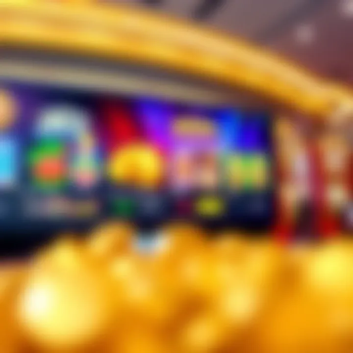 Colorful online casino interface with various slot games on display