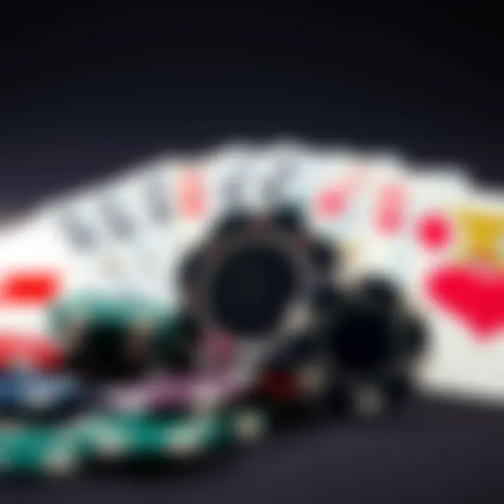 Illustration of casino chips and playing cards representing wagering requirements and game restrictions