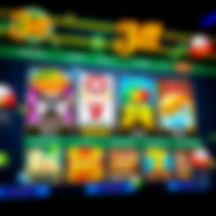 Colorful online casino interface showcasing slot machine games and bonus offers