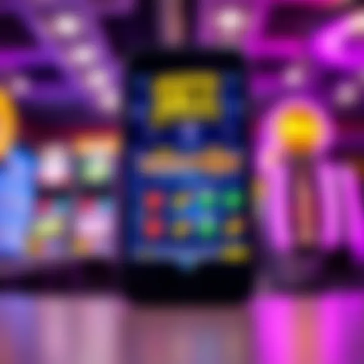 Mobile phone displaying Jackpot Jill Casino app with vibrant slot games