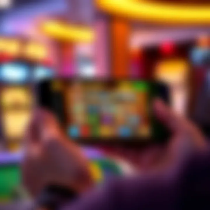 Mobile device displaying Jackpot Jill Casino interface with game icons and navigation menu