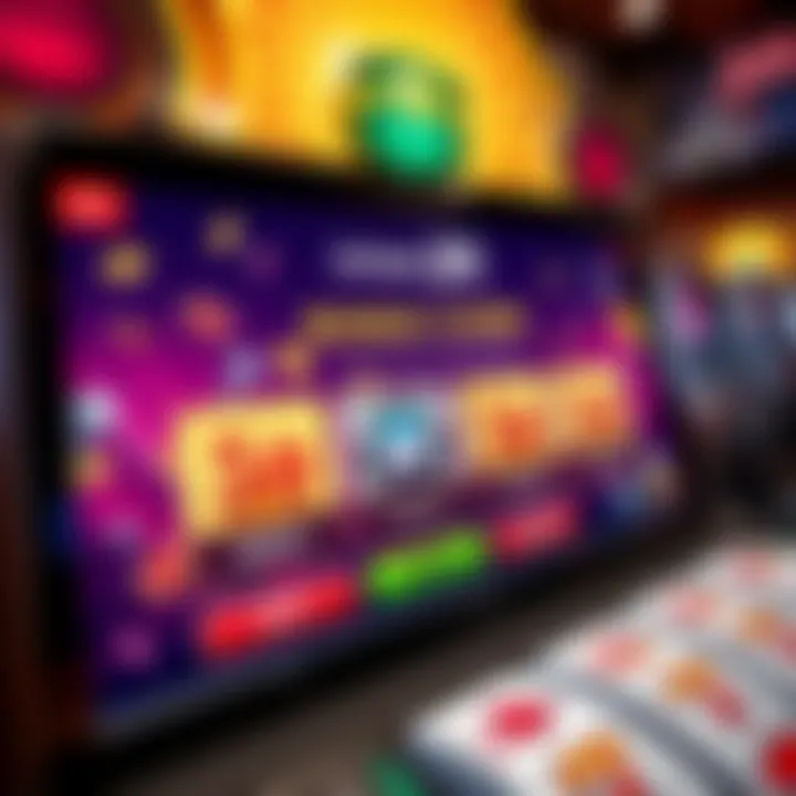 Illustration of a vibrant casino interface showcasing bonus code redemption options