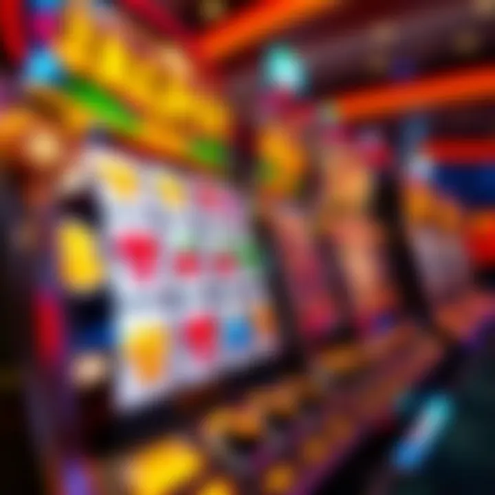 Colorful casino slot machine with bright symbols and spinning reels