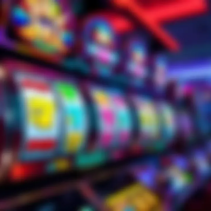 Colorful casino slot machine reels with vibrant jackpot symbols