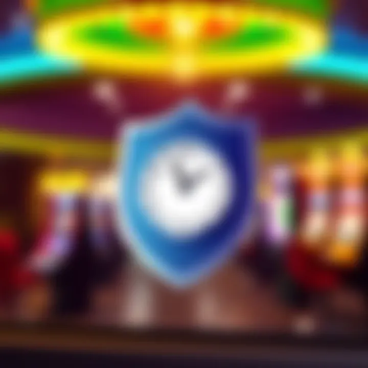 Illustration of a secure online transaction with a shield and clock representing verification procedures and withdrawal times