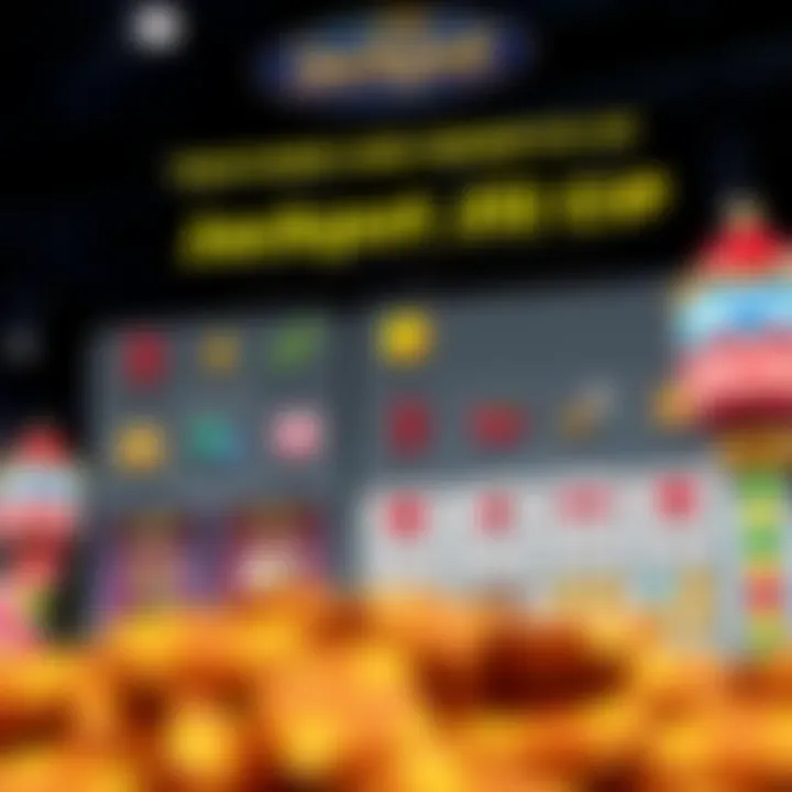 Graphic showing benefits and features of a lottery-style game with symbols of rewards and gameplay