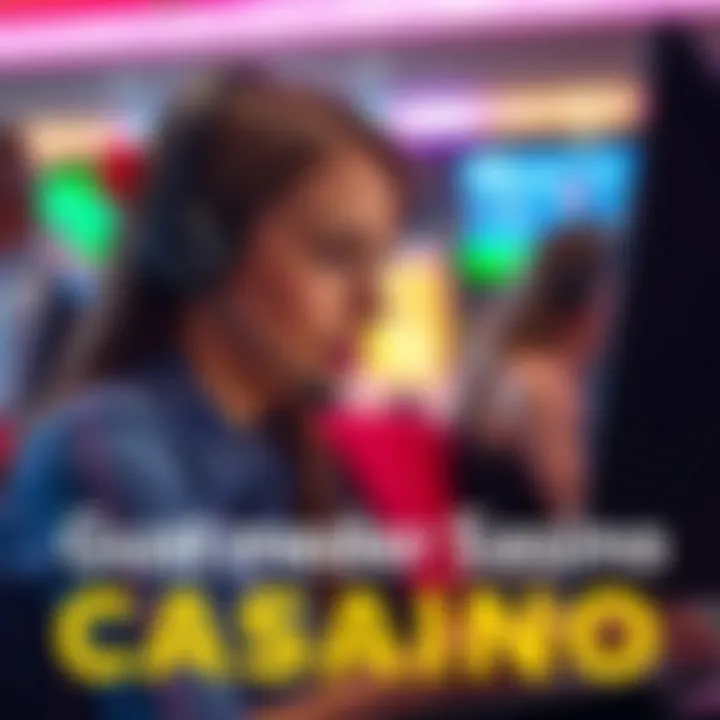 Customer support representative assisting with online casino inquiries via headset