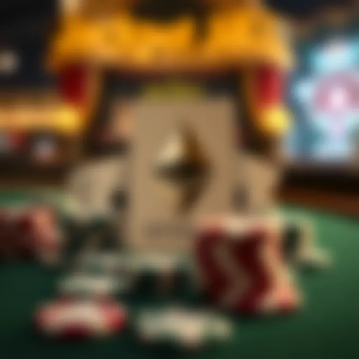 Digital illustration of Ethereum cryptocurrency symbol with casino chips and cards representing online gambling