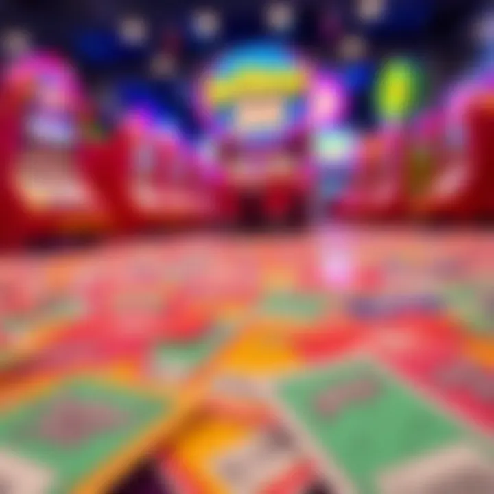 Colorful lottery tickets with Jackpot Jill branding spread out on a flat surface