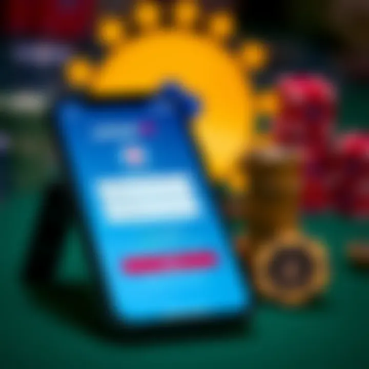 Secure login and account management screen on a smartphone with Jackpot Jill branding