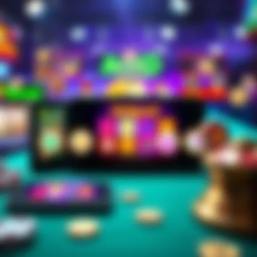 Illustration of various mobile devices showing compatibility icons and secure gameplay features for Jackpot Jill