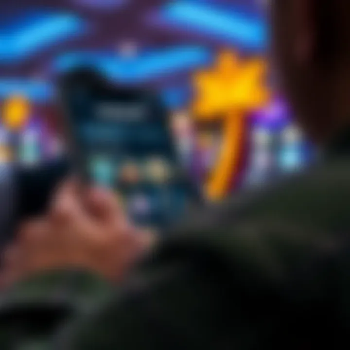 User navigating Jackpot Jill’s mobile interface featuring game selection and account options