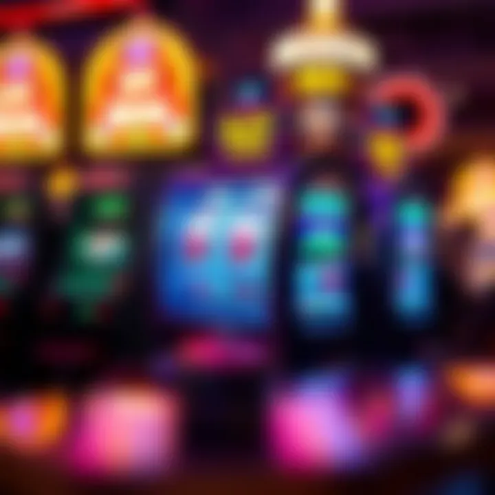 Illustration of a spinning slot machine with bright lights symbolizing casino games excitement