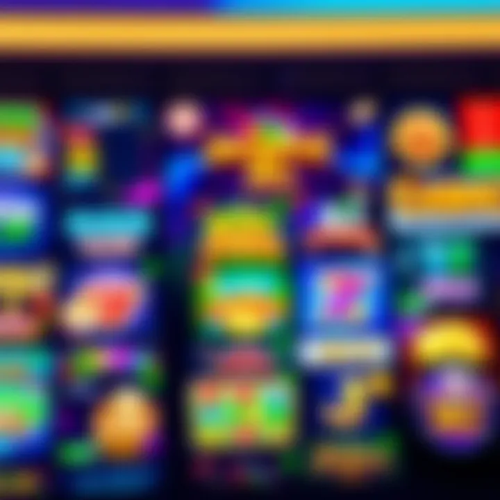 Colorful online casino interface showcasing a variety of engaging slot games and vibrant graphics