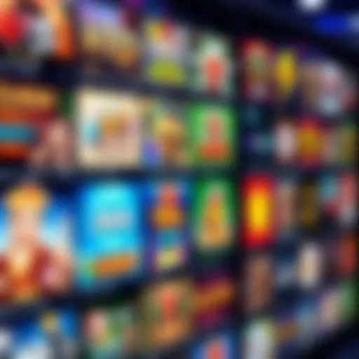 Assorted online casino game icons displayed on a digital screen