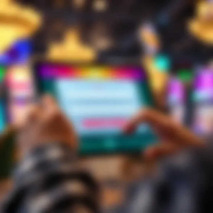 User interacting with an online gaming registration form on a digital device