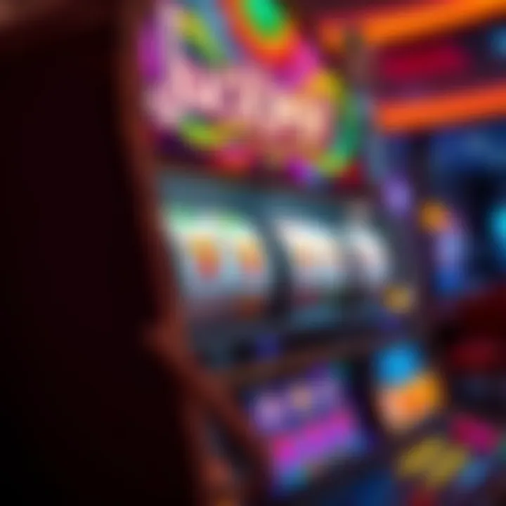 Colorful casino slot machine with jackpot symbols and vibrant lights
