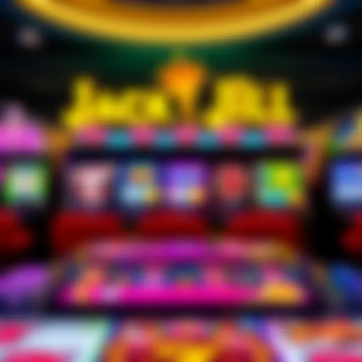 Colorful online casino interface showing variety of slot games