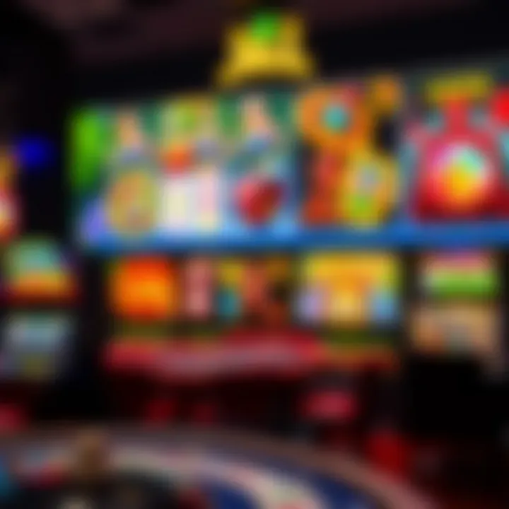 Colorful online casino dashboard showcasing a variety of slot games and live table games