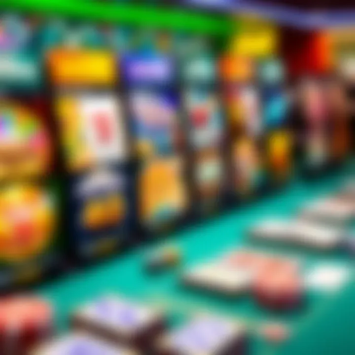 Colorful assortment of online casino game icons representing variety of pokies and table games