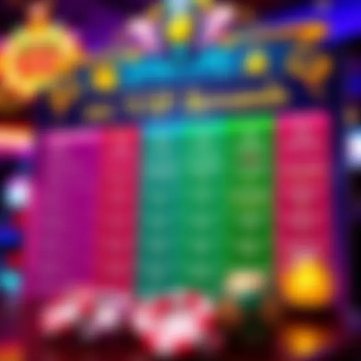 Visual representation of a rewards chart highlighting bonuses and benefits for VIP players