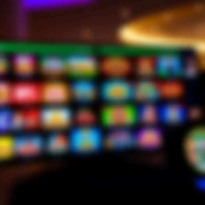 Variety of online casino games displayed on a digital interface