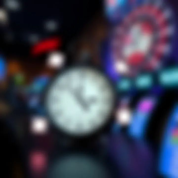 Clock with arrows around it symbolizing time passing and delays