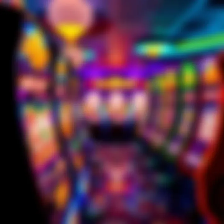 Colorful casino slot machines with vibrant graphics and flashing lights