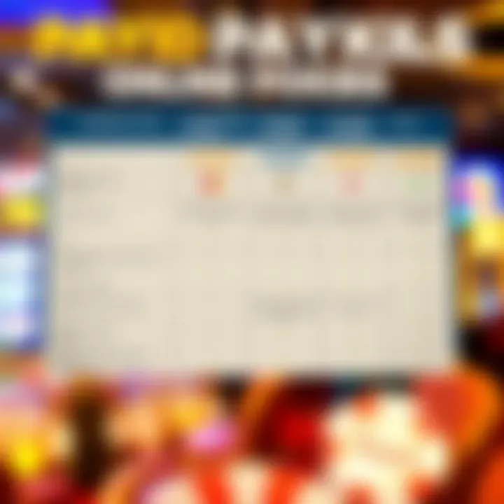 Comparison chart showcasing different payment methods available for Australian online pokies highlighting PayID benefits