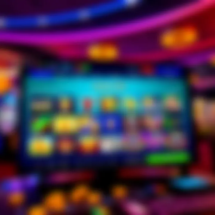 A vibrant online casino interface showcasing a variety of colorful slot games and betting options