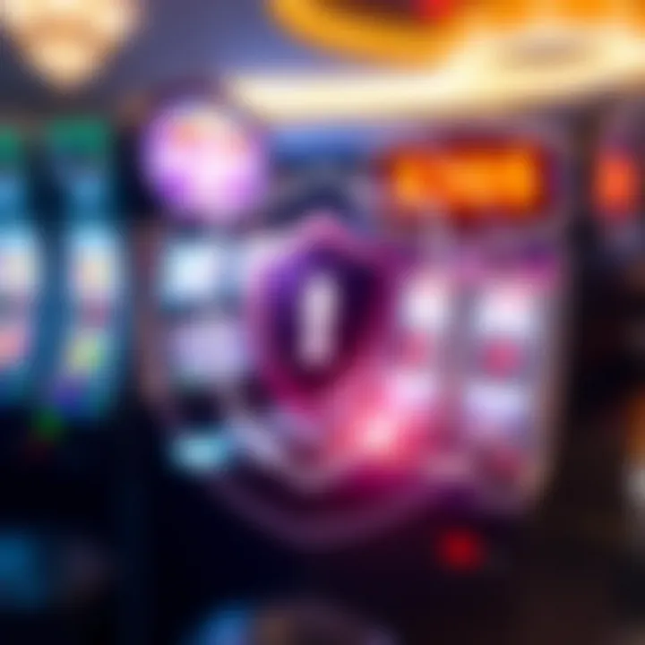 Illustration of secure online gambling with a shield symbol and digital slot machine