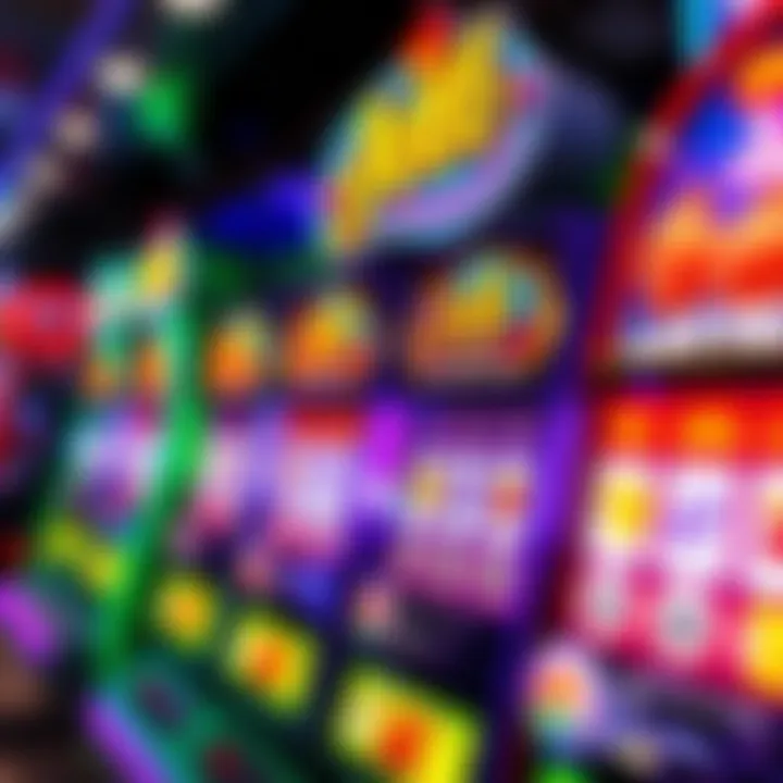 Colorful digital lottery game interface with jackpot icons and winning numbers