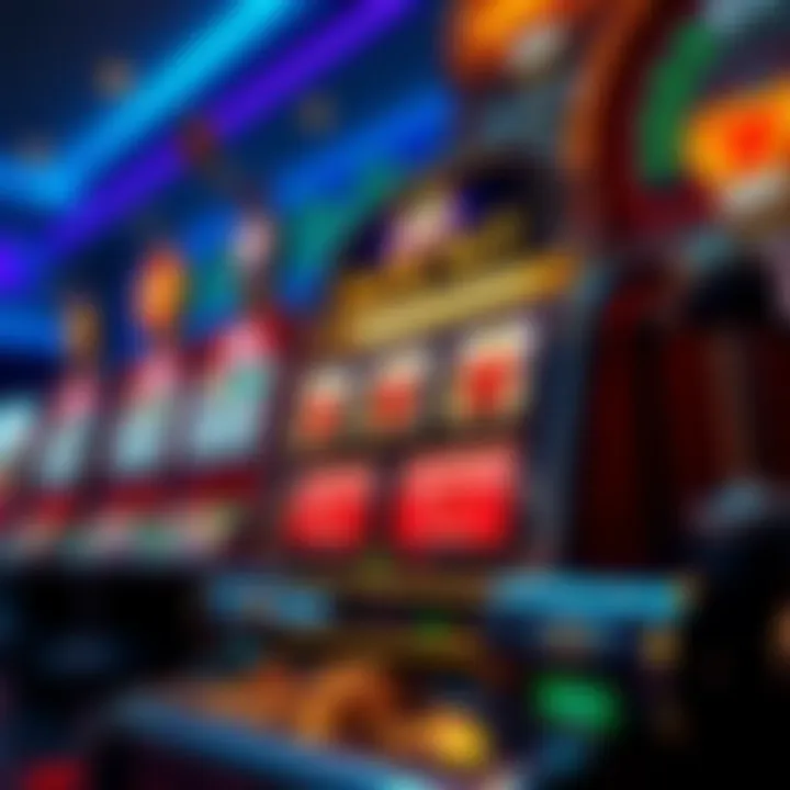 Illustration of a vibrant slot machine with jackpot symbols and coins