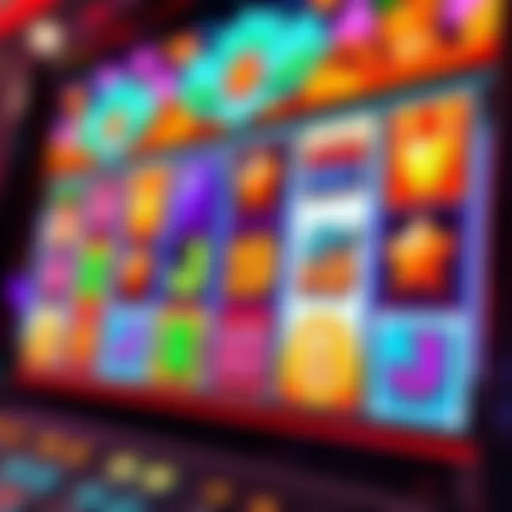 Colorful online slot machine interface showcasing vibrant reels and symbols