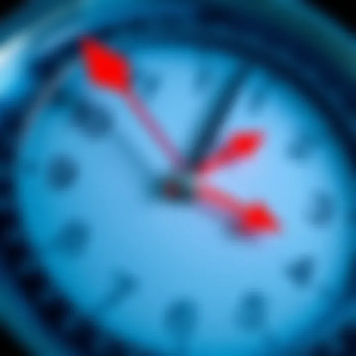 Clock face with arrows symbolizing speed and delay factors impacting cashout timing