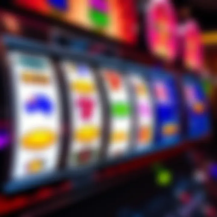 Bright digital slot machine reels with Australian symbols and coins indicating online pokies gameplay