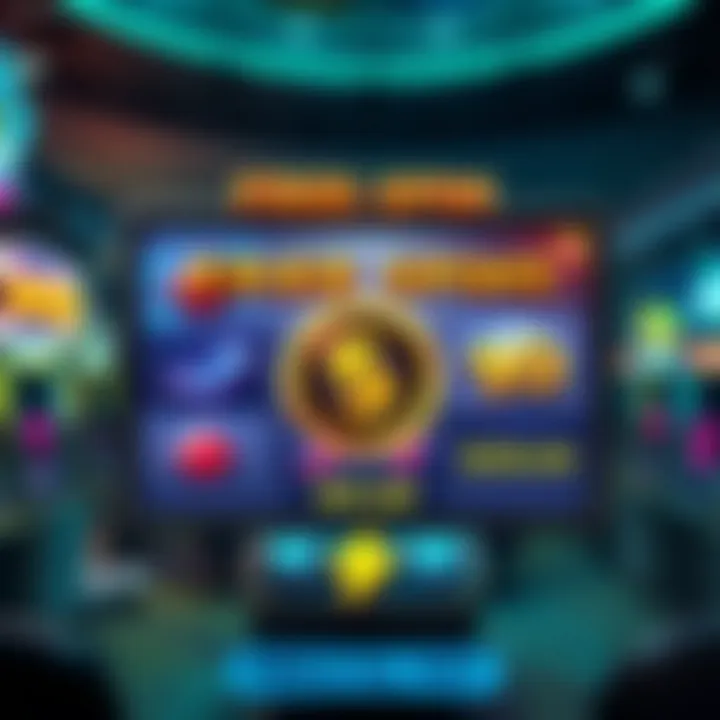 Illustration of a digital slot game interface highlighting free spin bonuses and player rewards