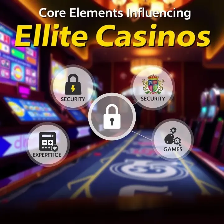 Core Elements Influencing Elite Casino Rankings Graphic illustrating key factors in elite casino rankings such as security, user experience, and game selection