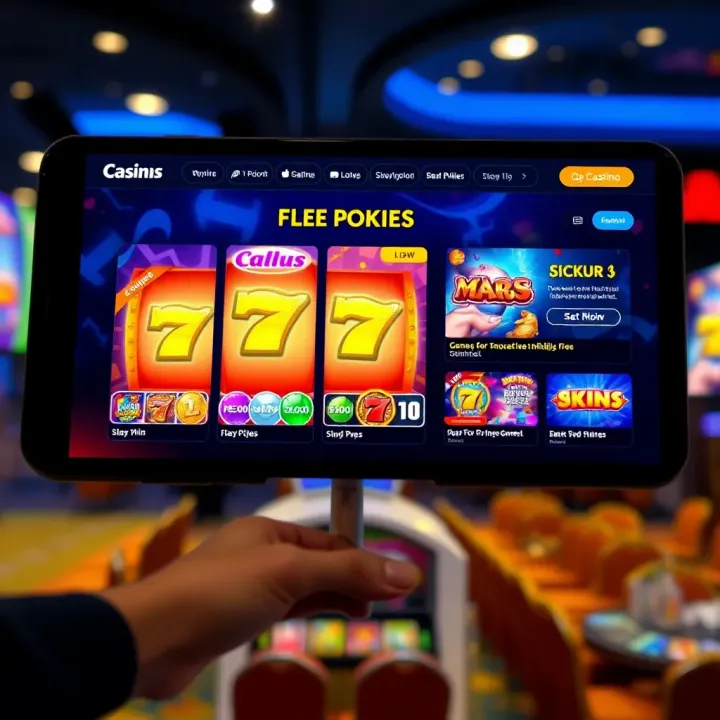 Online casino interface showing available free pokies games for entertainment