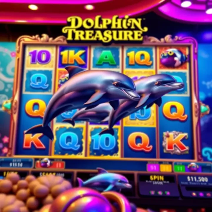 Dolphin Treasure Slot Game Features Slot game interface showcasing dolphins and ocean symbols with winning paylines