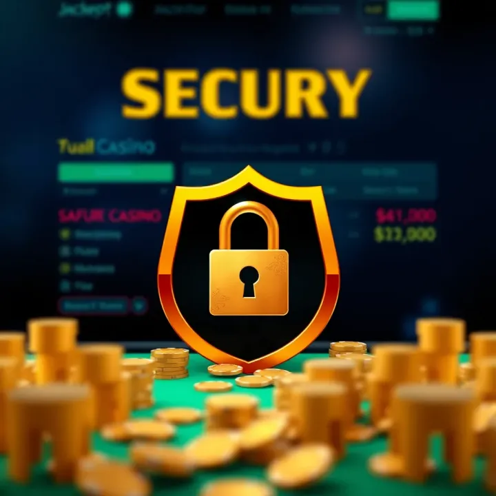 A secure online casino platform showing a shield and lock symbolizing safety and trust