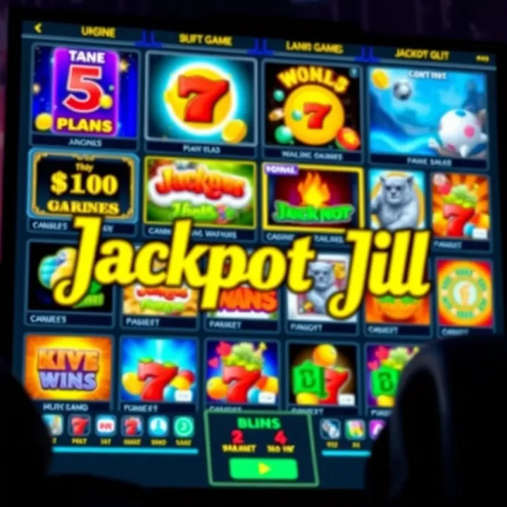 Online casino interface showing various slot games available on Jackpot Jill platform