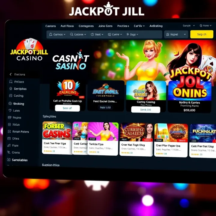 Jackpot Jill Australia Casino Homepage Overview Jackpot Jill Australia online casino homepage displaying various game categories and promotional offers