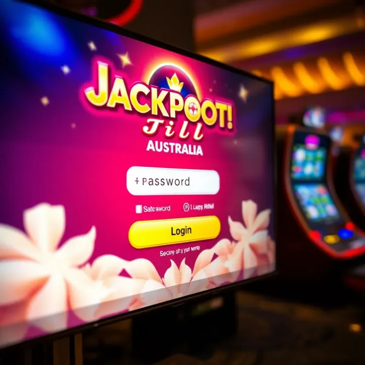 User interface showing Jackpot Jill Australia login screen with secure password entry