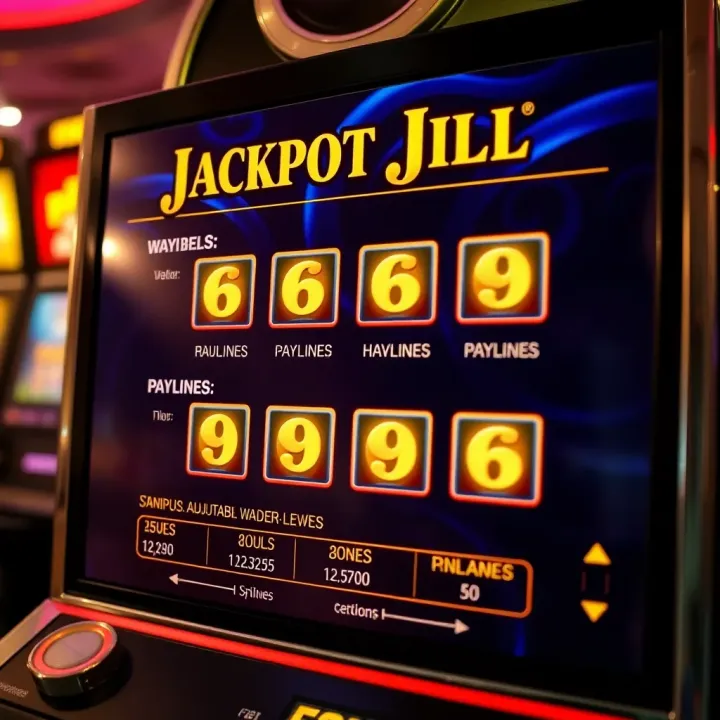 Betting options panel in Jackpot Jill slot highlighting adjustable wager levels and paylines