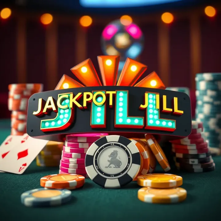 Bright Jackpot Jill logo with casino chips and cards highlighting bonus codes